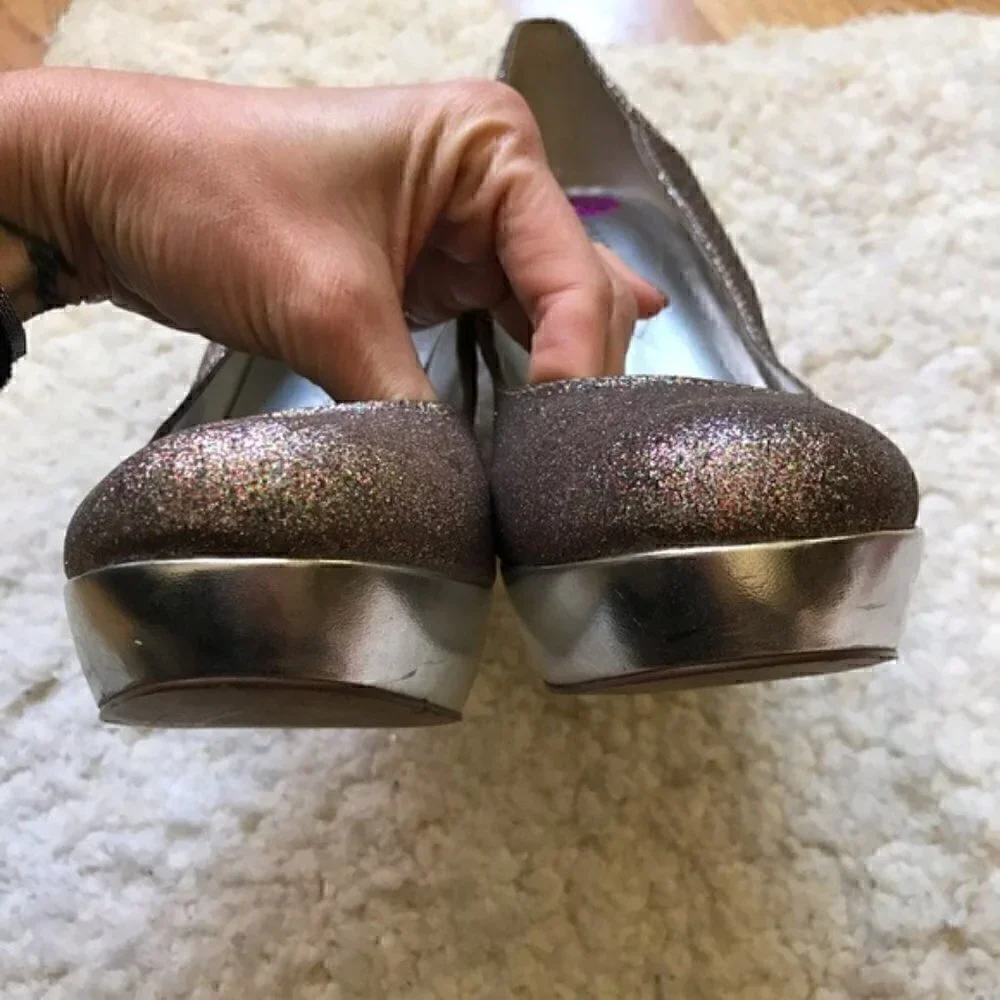 GUESS: Multicolored Rainbow Metallic Glitter Heels Platform Pumps Sz 8.5